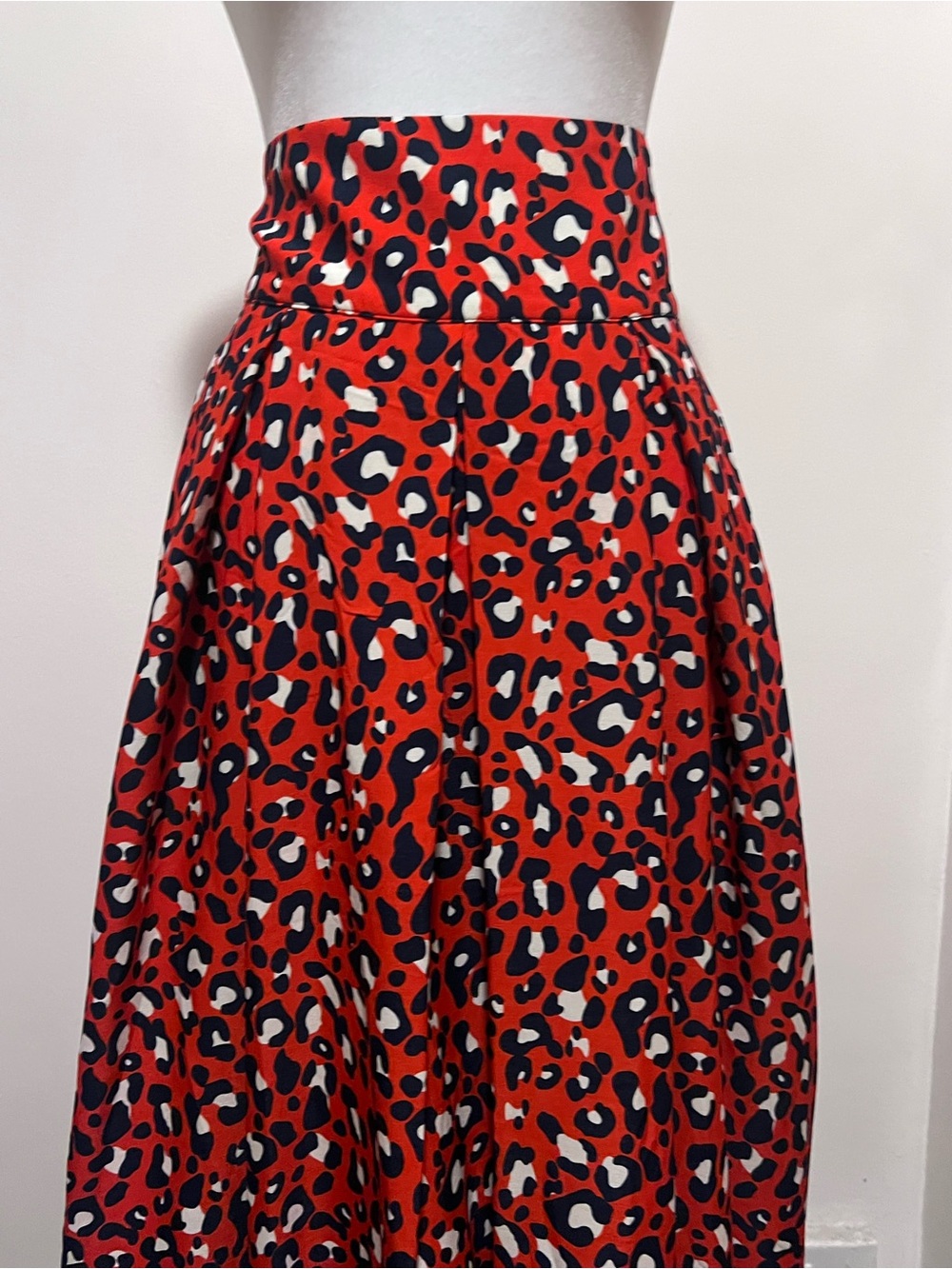 Red Leopard-Print Elastic Waist Maxi Skirt